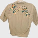 Madewell Embroidered Tie Front Safari Shirt Womens Small Floral Tan Camp Western Photo 9