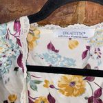 Dreamtime Cream Floral Silky Short Sleeve Lace Trim Short Mini Robe Size Large Photo 2