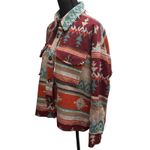 La Miel Southwest Aztec Print Button Front Shacket Women's Size Small Distressed Photo 3