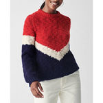 Faherty Apres Ski Intarsia Wool Sweater Women Size XS Colorblock Blue Red NWT Photo 1