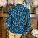 JONI B BLUE FLORAL PRINT JACQUARD BUTTON FRONT BLAZER (S) Photo 2