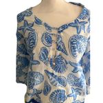 PEPPERMINT BAY 100% Cotton Seashell Green Blue Ombre Tunic Top Size S Photo 3