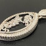 Sterling Silver Vintage 925 Signed Teardrop Oval Black Onyx Leaf Pendant 14.5g Photo 6