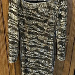 Boston Proper | Sequin & Velvet Zebra Animal Print Dress | womens size 4 Photo 0