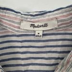Madewell  Short Sleeve Tie Front Shirt Blue Rawley Stripe Size M Boxy Boho Preppy Photo 6
