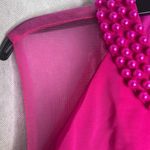 LT Lan Ting NWT Hot Pink Pearl Collar Aline Chiffon Overlay Midi Dress Sz SM Photo 5