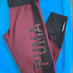 Puma Women’s Maroon and Black logo Leggings Photo 0