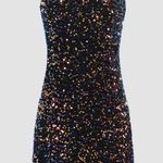 Cider Cami Split Sequin Black Dress  Photo 0