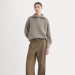 Everlane  The Half-Zip Sweater in Luxe Merino in Heather Soft Taupe, Size Small Photo 1