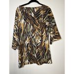 Neiman Marcus  Exclusively Cashmere Animal Print Scoop Neck Bell Sleeve Top Large Photo 5