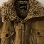 Vintage Zaca Tan Corduroy Jacket Coat‎ With Furry Accents Size Medium Womens Photo 1