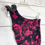 Wet Seal Vintage Y2K Black & Pink Floral One-Shoulder Ruched Side Top Size XS Photo 3