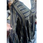 Elan Long-slv Boho Peasant Short Black And Gold Dress, Sz S Photo 2