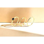 Boutique NEW Dainty 14k Gold Plated S925 Ring Black Melee Stackable Minimalist Band Sz 8 Photo 7