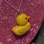 Handmade Sterling Silver 925 Rubber Ducky Necklace Kawaii Jewelry Lolita Scene Candy Goth Photo 1