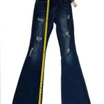 Ymi NWT WannaBettaButt Dark Blue Flare Jeans | Distressed Hem Repreve Denim 3/26 Photo 7