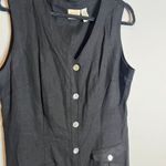 Vintage black linen blend button down maxi dress Size 12 Photo 1