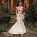 Mac Duggal   20652 Beige Strapless Bustier Floral Embroidered Mermaid Gown Photo 3