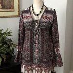 Taylor & Sage Floral Long Bell Sleeve Blouse Tunic Size Medium Pullover Photo 0