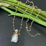 Aura Quartz Faceted Oil Perfume Bottle Pendant Beaded Necklace 20.9g Photo 0