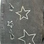 Simple Society  Sz 33 Black Distressed Jeans Silver Stars Embellishments Raw Hems Photo 4