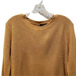 Ambiance Apparel Ribbed Knit Lace Up Back Sweater Mustard Brown Size Large Photo 0