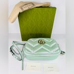 Gucci  GG Marmont Chain Blue Iridescent Nappa Chevron Matelasse Shoulder Bag Photo 12