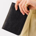 PORTLAND LEATHER | Modern Passport Holder Pebbled Leather Black | New! Photo 0