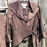 Victor Costa Chocolate Brown Crinkle Texture Wrap Top Evening Jacket w/Skirt 8 Photo 4