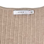 Lush Clothing LUSH Puff Sleeve Ribbed Knit Square Neck T-Shirt Oatmeal S Neutral Photo 2