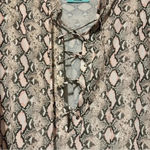 Karlie  SNAKE PRINT V NECK BLOUSE lace up blush long sleeve size M Photo 1