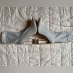 ALDO  Silver Metallic Heeled Socked Lucite Heel "Love" Boots Holiday NYE - 8.5 Photo 3