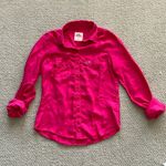 Hollister  100% Silk Button Down Shirt Hot Pink Business Casual Size Small EUC Photo 0