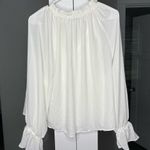 Madewell NWT  Long-Sleeve Tie-Neck Top Winter White Photo 2