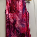 T Tahari  Sleeveless Blouse Small Pink Striped Floral Print Keyhole Front Lined Photo 0