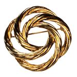 Monet Vintage Signed Round Twist Brooch Pin Gold Tone Designer Costume Jewelry Photo 0