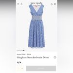 Kate Spade  Gingham Smocked Waist Dress, Size M, New with Tag MSRP $298 SOO Photo 7