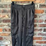 Aerie Gray Satin Cargo Joggers Pants, S Photo 2