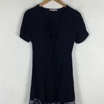 Revolve Tularosa Tallulah Blue Tassel Hem Mini Dress XS Plunge Neckline Boho Photo 2