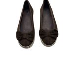 Elle Menno Size 8 Casual Corduroy Bow Flats Fabric Upper Rubber Sole Brown Photo 1