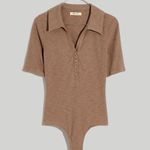 Madewell | Ribbed Short-Sleeve Polo Thong Bodysuit Photo 0