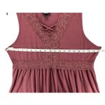 Torrid Babydoll Top Womens 1XL Dusty Rose Textured Jersey Lace Up V Neck Boho Photo 5