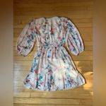 Shoshanna  Pink Floral Puffy Long Sleeve Mini Dress Photo 4