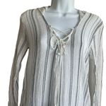 Billabong Women Hoodie Top M Blue White Washed Out Striped Beachy Coastal Hippie Photo 7