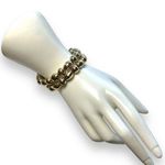 Womens Set of 2 Matching Metallic Beaded Stretch Bracelets Gold Tone Photo 0