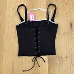 Edikted  Corset Top Lace Halter Lesly Size XS Black White Photo 3