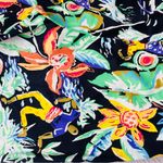 Vintage Finity Caribbean Tropical Hibiscus Floral Flower Print Capri Pants 4 Black Photo 5