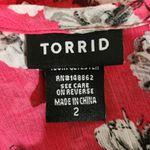Torrid  Pink Floral Blouse with Ruffle Neckline and Shoulder Cut Outs Size 2X Photo 6