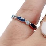 Sterling Silver 925  Blue Enamel Stack Ring Sz 4.25 Photo 2