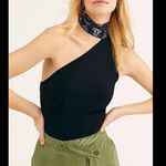 Free People Caroline Black Mock Neck One-Shoulder Top Photo 6